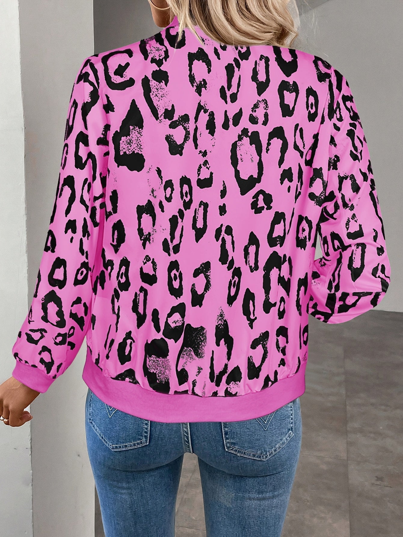 Ladies' Summer Jacket with Leopard Print and Zip