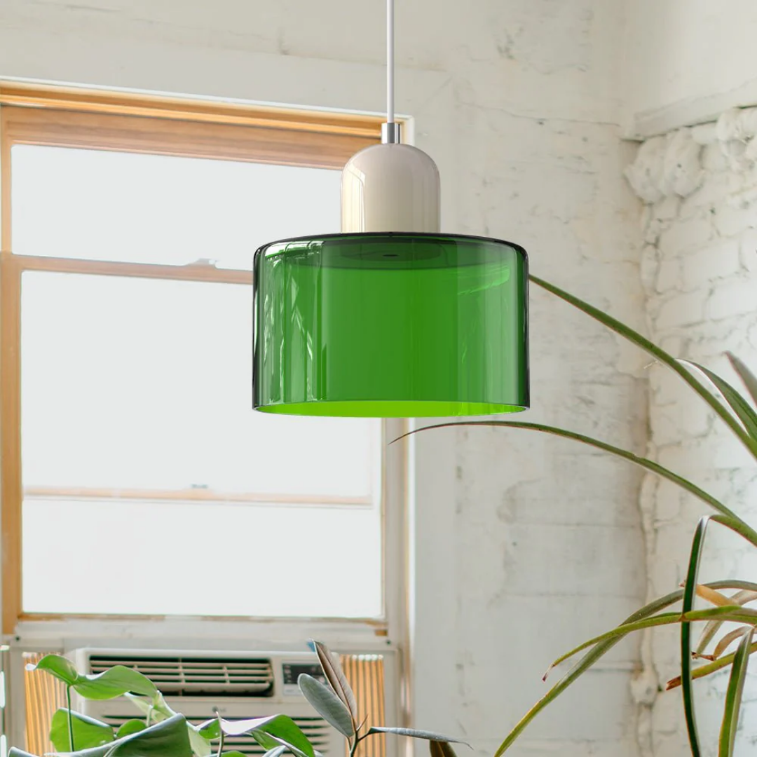 Glass with Retro Pendant Lamp with Shade and Adjustable Cord for a Warm Atmosphere