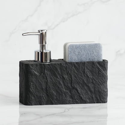 Kitchen Soap Dispenser with Sponge Holder Made of Natural Stone for Stylish and Practical