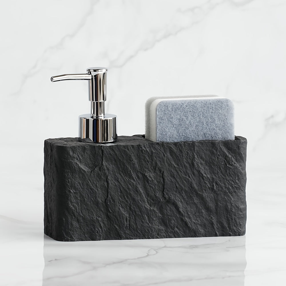 Kitchen Soap Dispenser with Sponge Holder Made of Natural Stone for Stylish and Practical