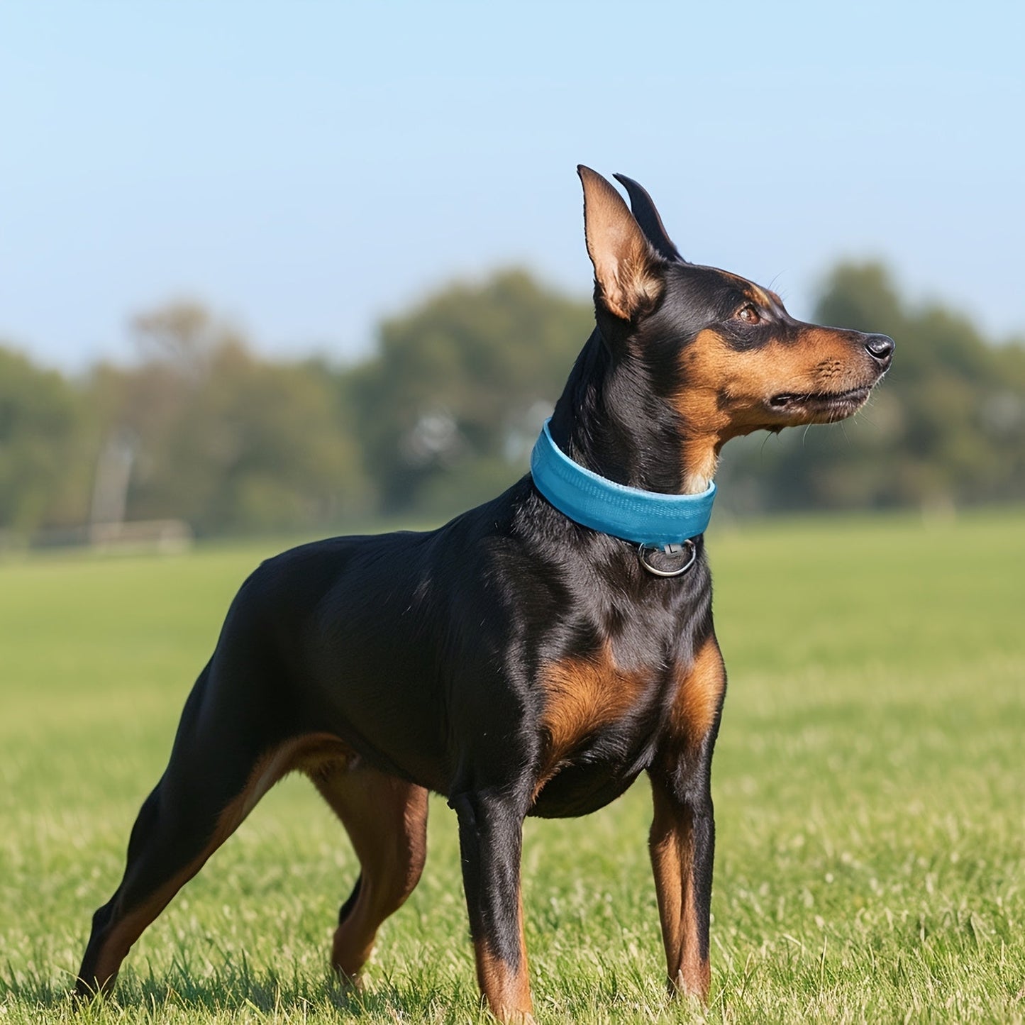 Dog with LED Collar with Lighting for Visible and Safe at Night