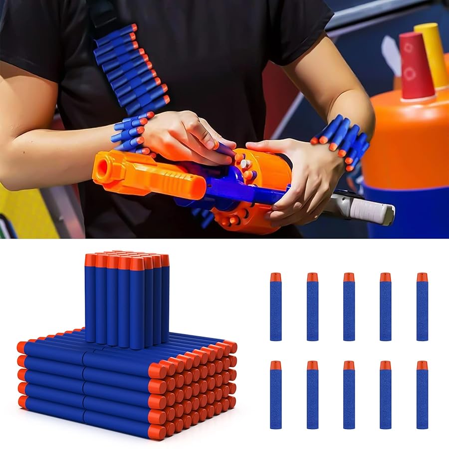 Holder with 200 Foam Darts for Nerf with Wristband and Storage Bag for Playful Fun