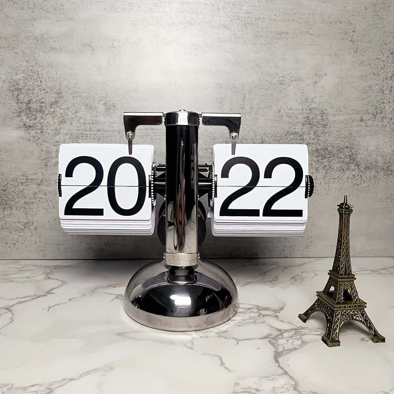 Clock with Vintage Flip Automatic Flipping Mechanism for Stylish Table Model