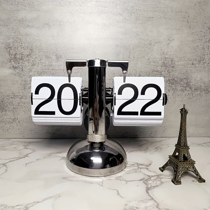 Clock with Vintage Flip Automatic Flipping Mechanism for Stylish Table Model