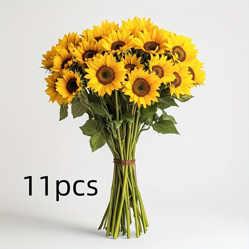 Set of 11 Vibrant Sunflowers for Perfect for Autumn, Weddings, and Garden Decoration