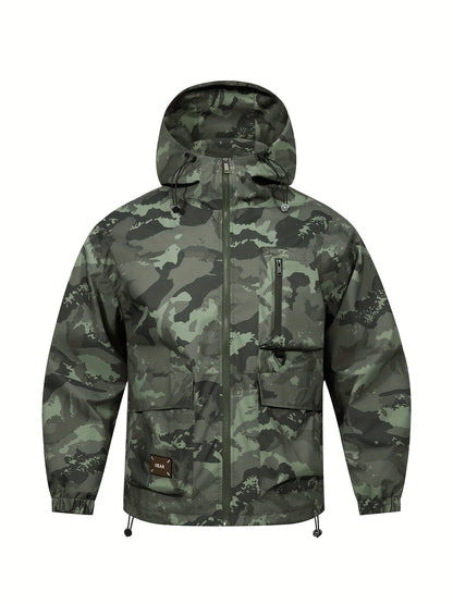 Men's Jacket with Camouflage Pattern and Hood for Casual and Comfortable