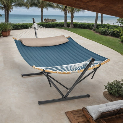 Stand Padded Hammock with for Comfortable Bamboo Spreader and Cushion