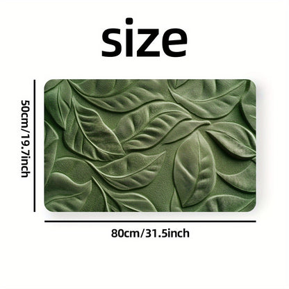 Mat with Diatomaceous Earth Bath Green Leaf Pattern for Absorbent and Quick-Drying