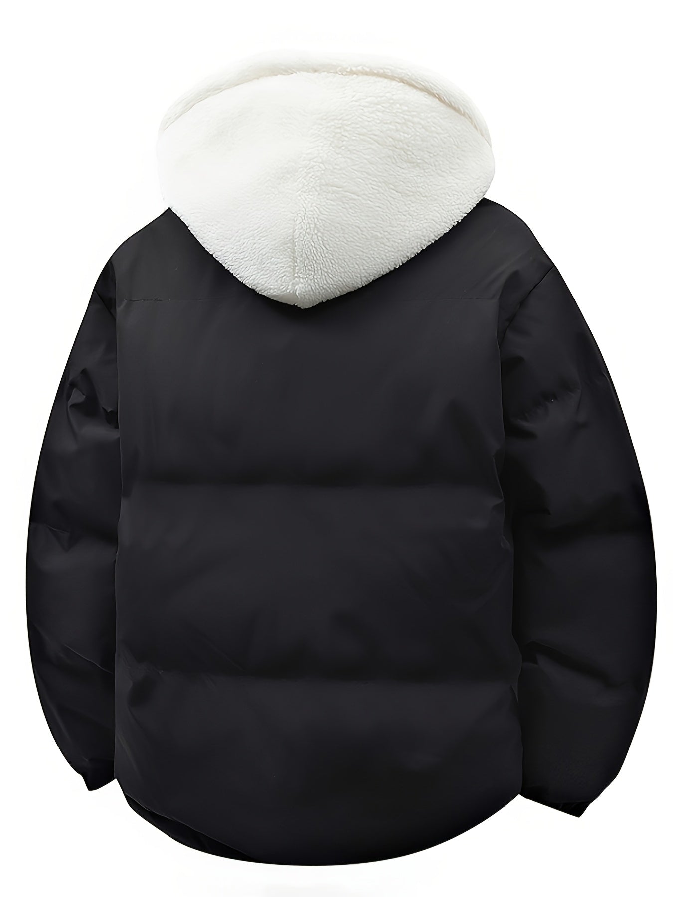 Padded Winter Coat with Teddy Lining and Hood for Casual Unisex Model