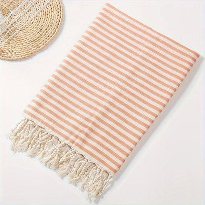 Oversized Beach Towel with Bohemian Stripe Pattern