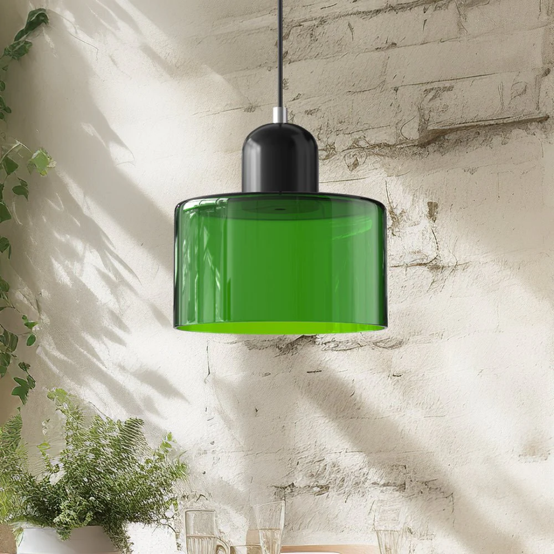 Glass with Retro Pendant Lamp with Shade and Adjustable Cord for a Warm Atmosphere