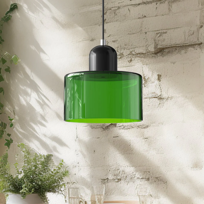 Glass with Retro Pendant Lamp with Shade and Adjustable Cord for a Warm Atmosphere
