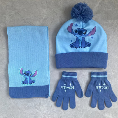 Set with Winter Design for Kids for Beanie, Gloves, and Scarf Set with Cartoon Characters