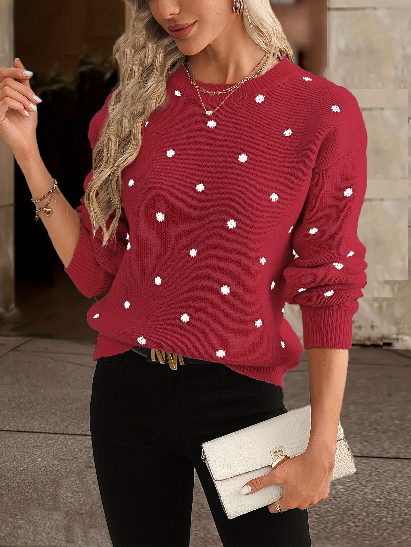 Zara Polka Dot Sweater for Casual and Stylish for Women in Autumn and Winter