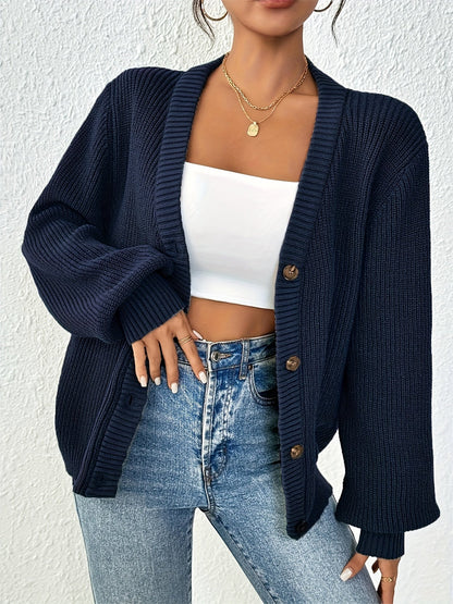 Autonomous Solid Knit Cardigan for Stylish and Warm for Spring and Autumn
