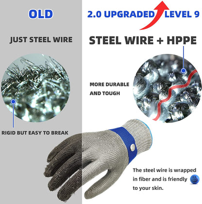 Glove with Cut-Resistant Stainless Steel Design for Kitchen Meat Processing and Oysters