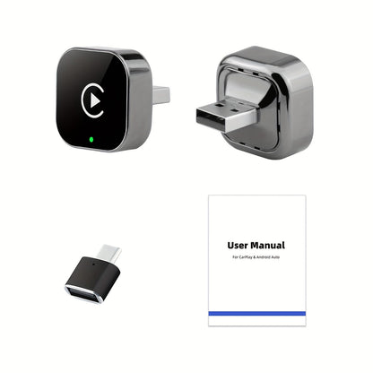 2-in-1 Wireless Carplay & Android Auto Adapter for Plug & Play Quick Connection