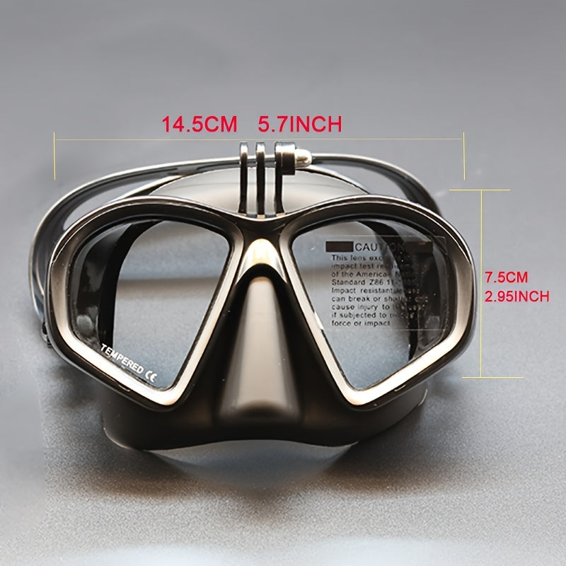 Case Tempered Diving Mask with Storage for Dive Goggles with Anti-Fog and Camera Mount