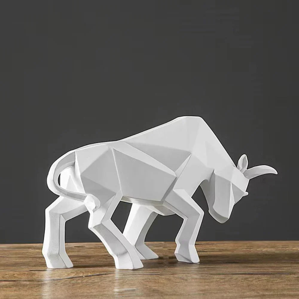Geometric Bull Statue Modern Decoration for Living Room Office and Interior