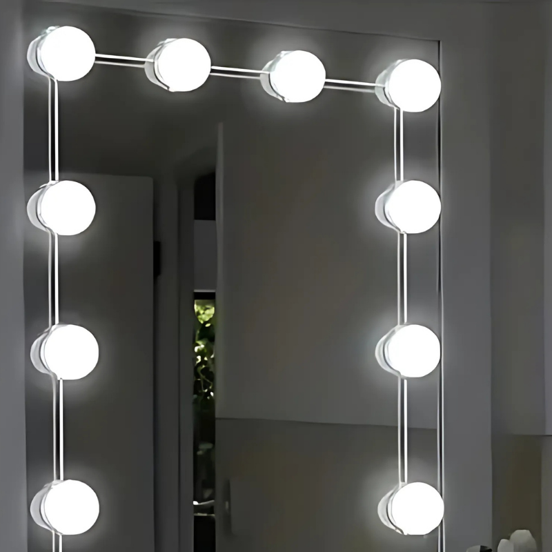Mirror with Dimmable LED Lighting with Light Balls and Adjustable Make-Up Lighting