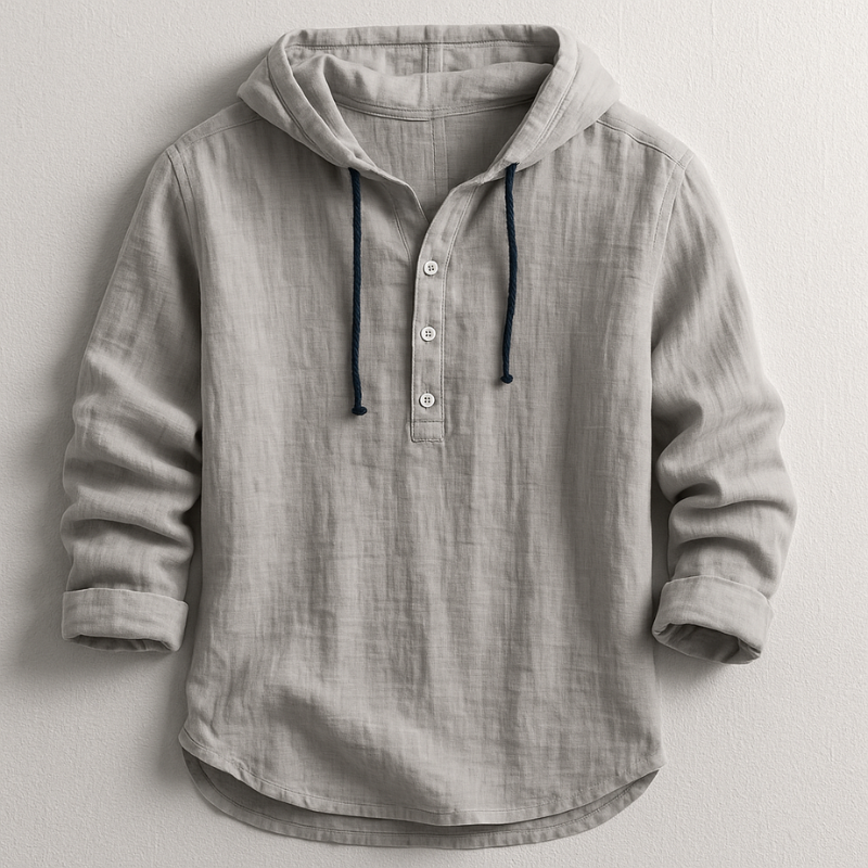 Men's Linen Shirt with Hood for Breezy Comfort and Casual Style