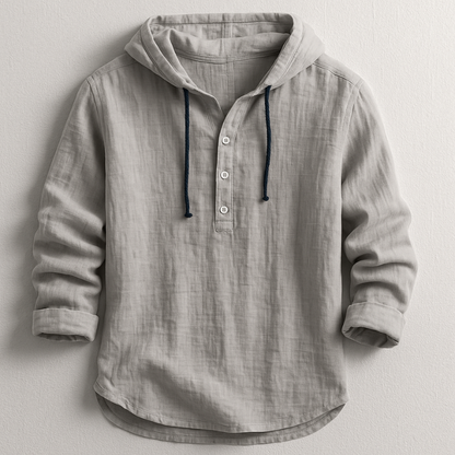 Men's Linen Shirt with Hood for Breezy Comfort and Casual Style