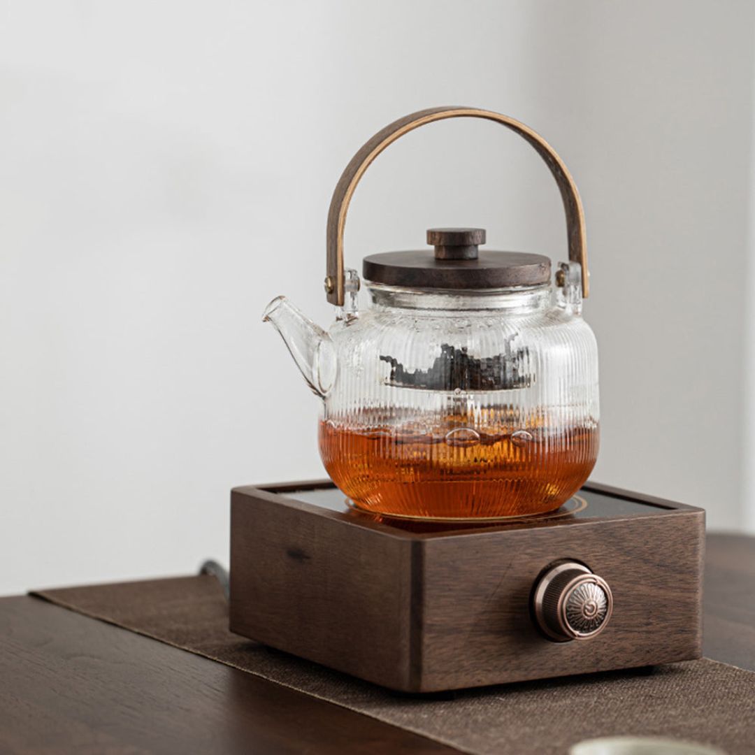 Warmer with Electric Tea Made of Walnut with Adjustable Temperature