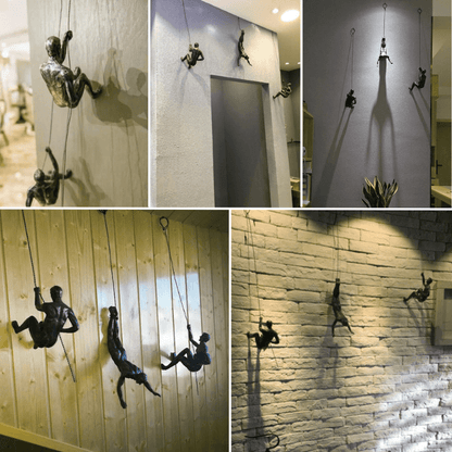 Set with Decorative Climbing Figures Wall Sculpture Design for Modern Wall Decoration