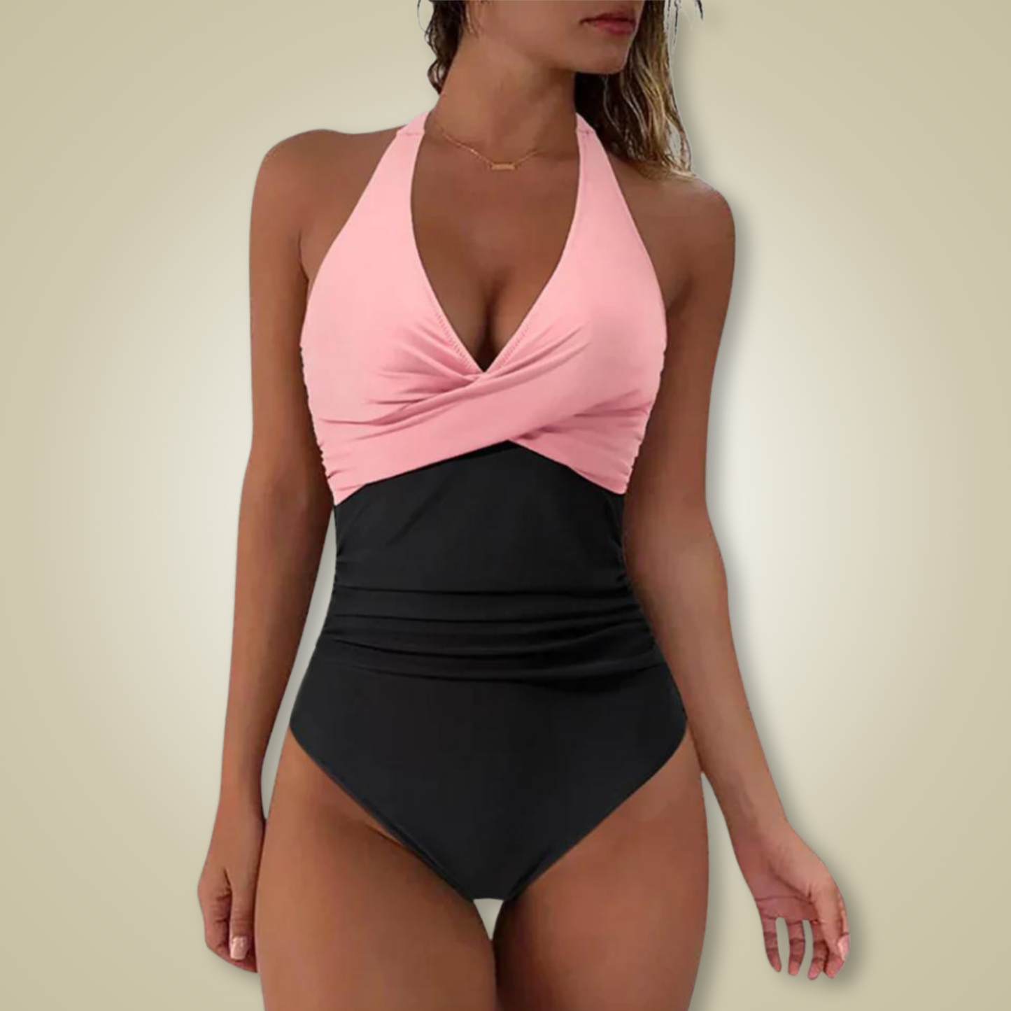 Shaping Swimsuit for Women with Push-Up Support and V-Neck
