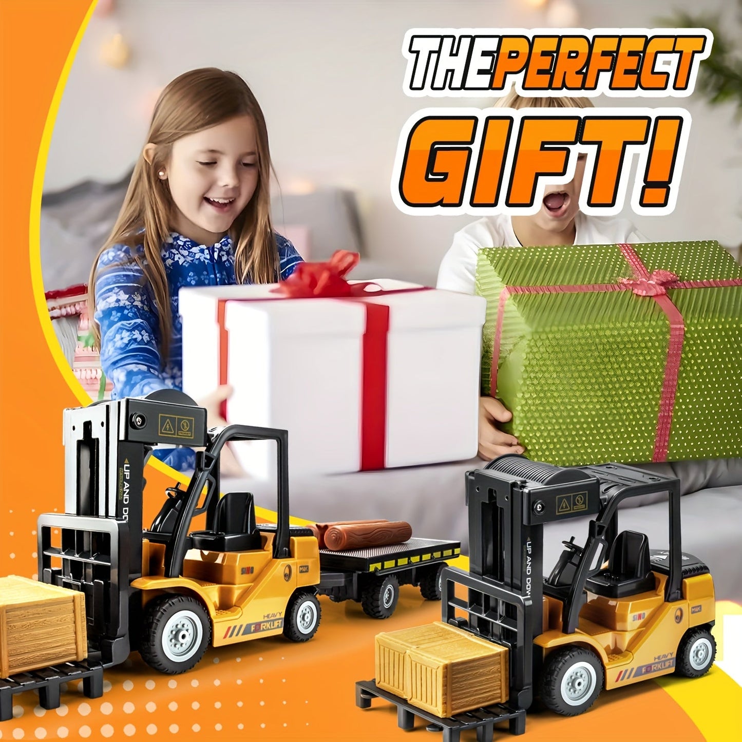 Heavy Duty Remote Control Forklift for 1:24 Scale with Lights & Trailer