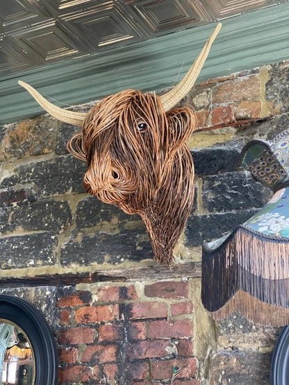 Toro Rustic Wall Sculpture for Handmade Rattan Artwork