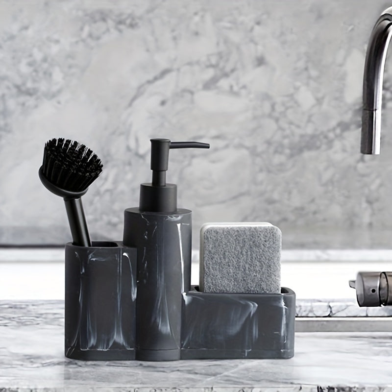 Kitchen Soap Dispenser with Brush and Sponge Holder