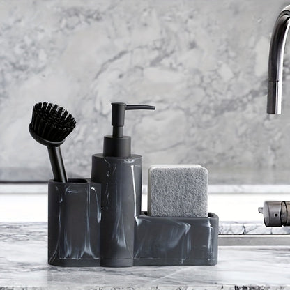 Kitchen Soap Dispenser with Brush and Sponge Holder