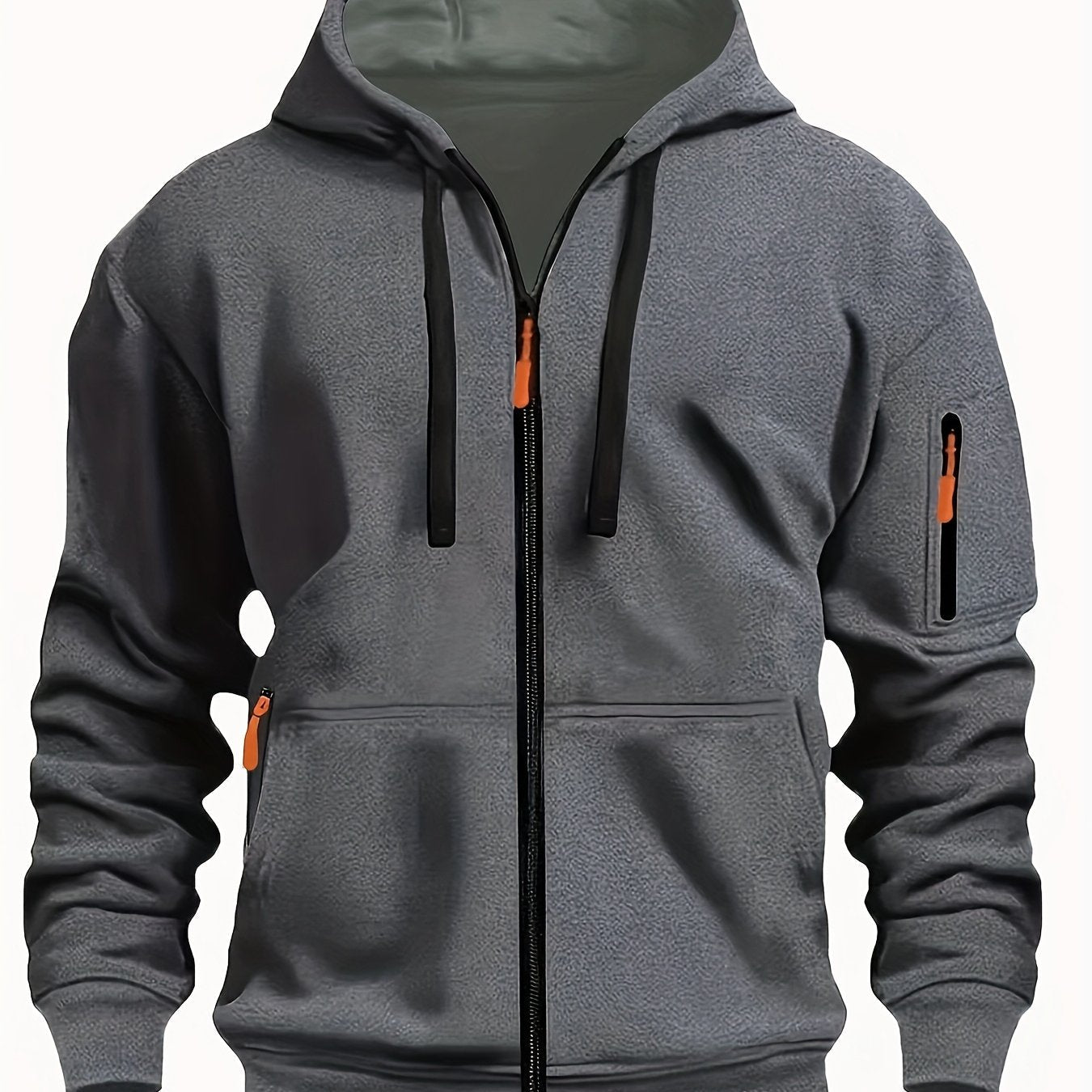 Men's Zip-Up Hoodie with Hood for Casual Outdoor Sweatshirt