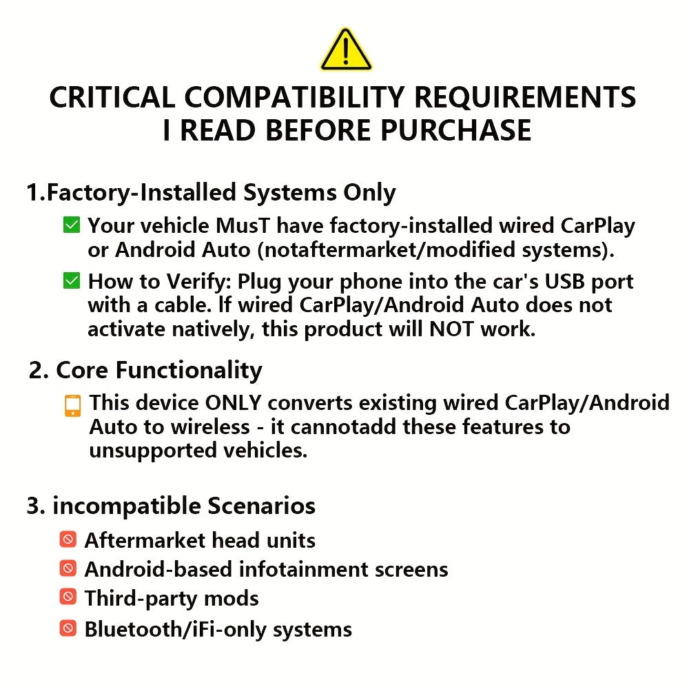2-in-1 Wireless Carplay & Android Auto Adapter for Plug & Play Quick Connection