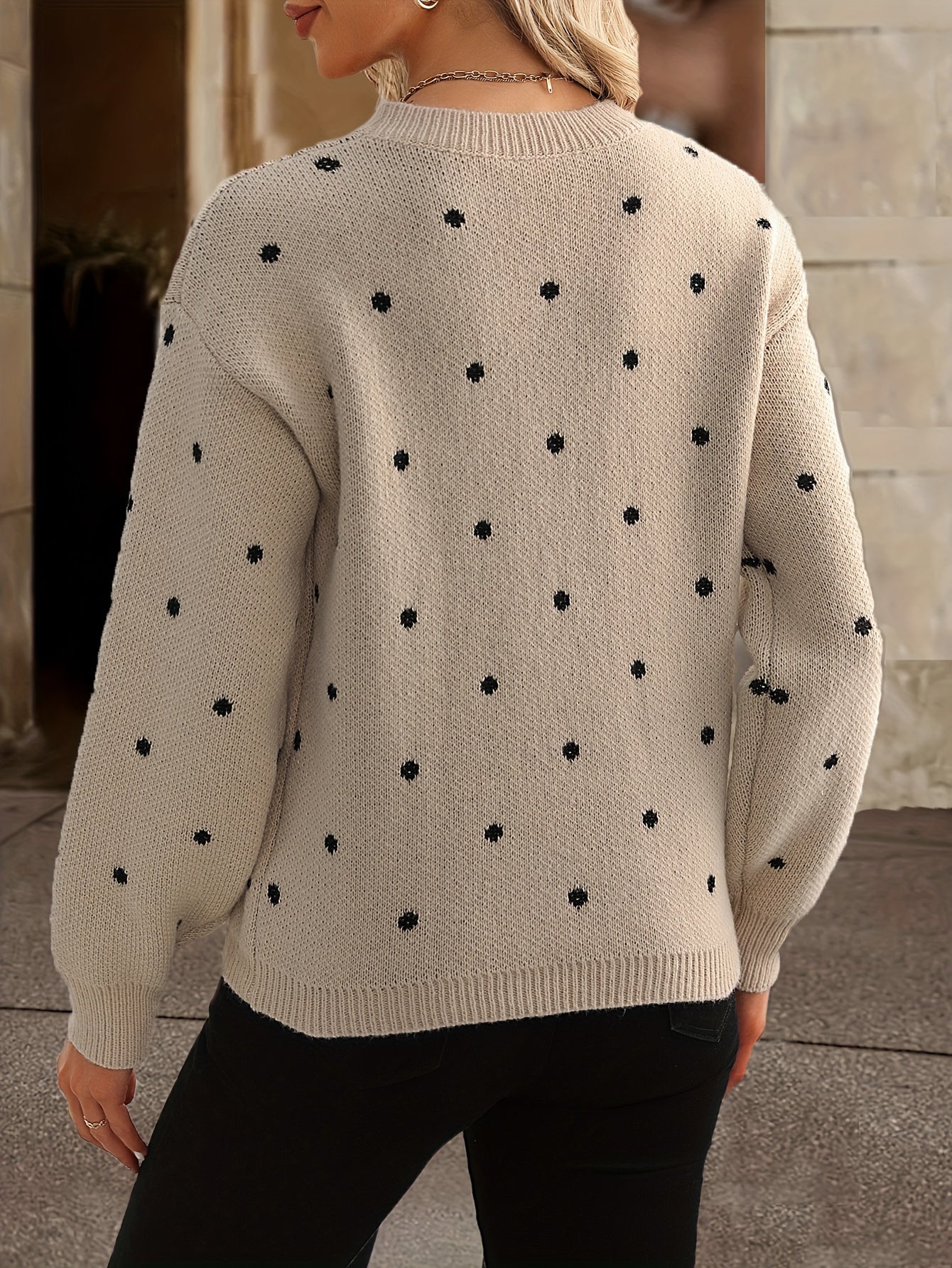 Zara Polka Dot Sweater for Casual and Stylish for Women in Autumn and Winter