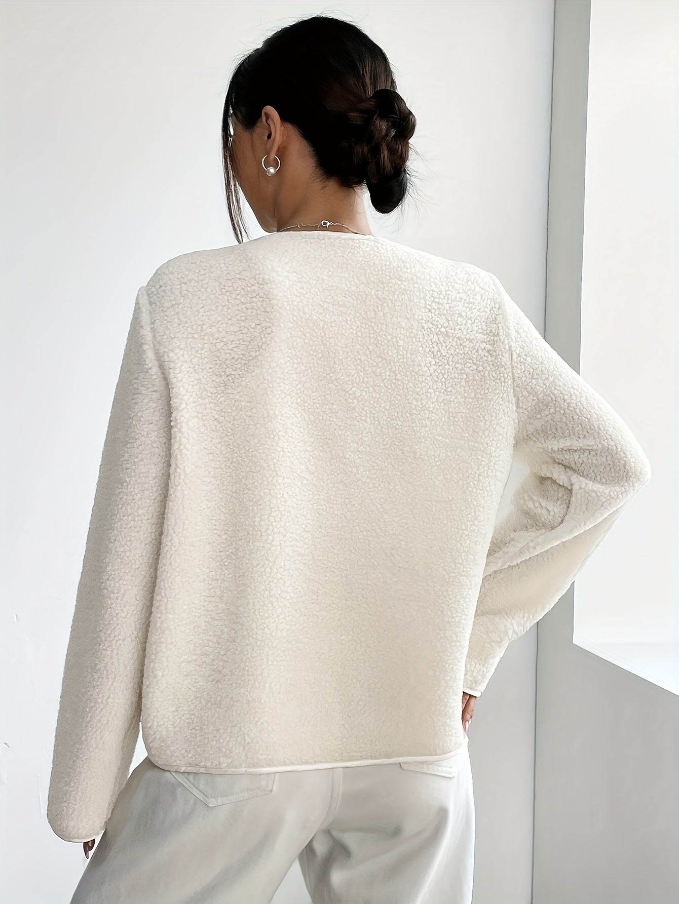 Elegant Ladies' Jacket with Buttons for Timeless and Soft for Autumn and Winter