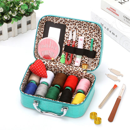Case Complete Portable Sewing Kit in Faux Leather for Compact and Practical