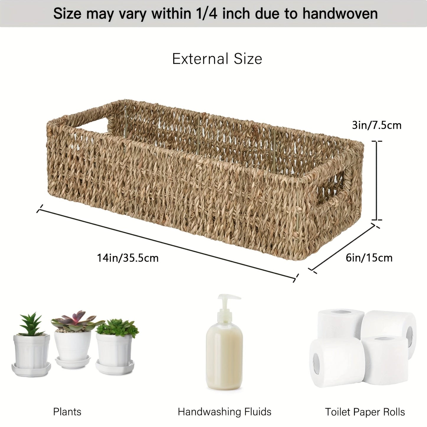 Storage Basket Handmade Seagrass for Ideal for Bathroom and Toilet