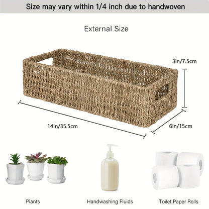 Storage Basket Handmade Seagrass for Ideal for Bathroom and Toilet