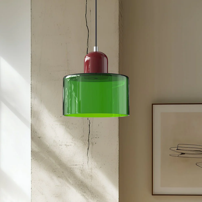 Glass with Retro Pendant Lamp with Shade and Adjustable Cord for a Warm Atmosphere