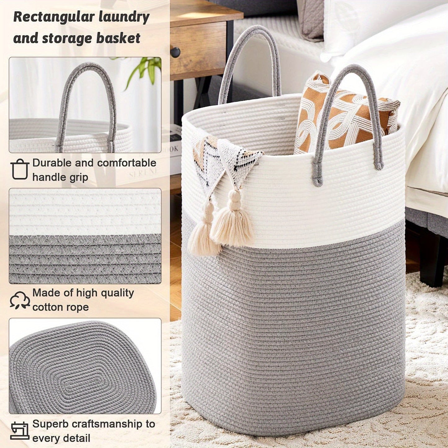Basket Extra Large Woven Laundry for Space for All Your Things, Durable and Practical