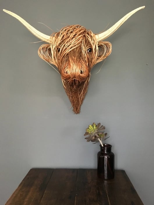 Toro Rustic Wall Sculpture for Handmade Rattan Artwork