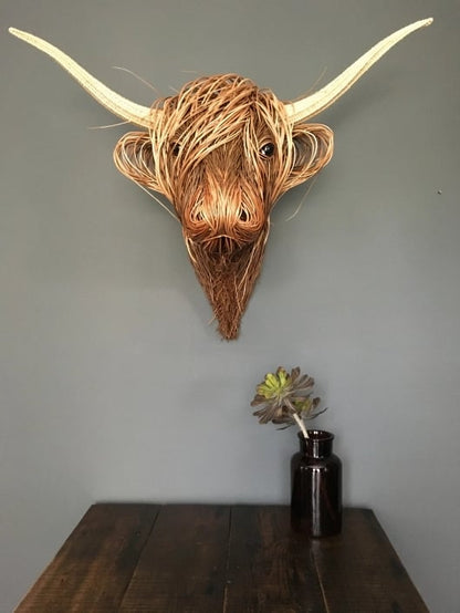 Toro Rustic Wall Sculpture for Handmade Rattan Artwork