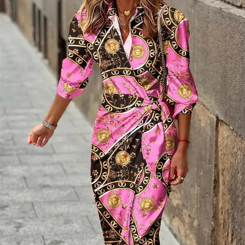 printed wrap dress