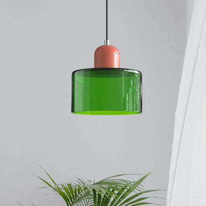 Glass with Retro Pendant Lamp with Shade and Adjustable Cord for a Warm Atmosphere