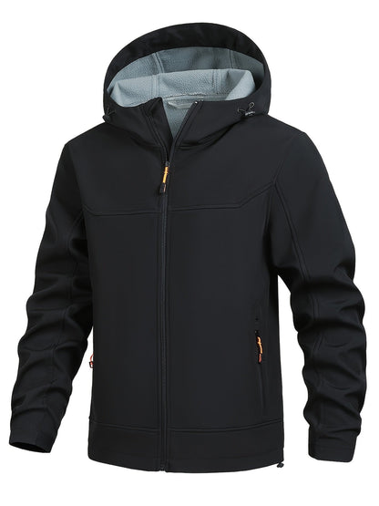 Men's Outdoor Softshell Jacket with Hood for Quick-Drying and Windproof