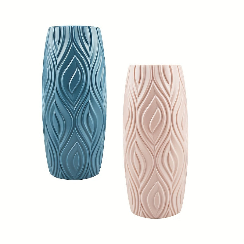 Vase with Decorative Plastic Geometric Relief for Modern and Unbreakable