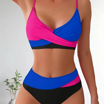 Set with Comfortable Patchwork Bikini Design for Ladies with Stretch Fit