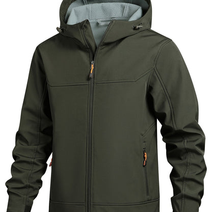 Men's Outdoor Softshell Jacket with Hood for Quick-Drying and Windproof